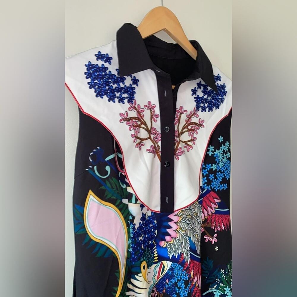 Burryco Floral Folklore Blouse Dress V Neck - Picture 5 of 16